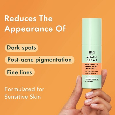 Rael Miracle Clear Brightening Triple Acid Face Exfoliant Gel-Serum 1.7oz - New
