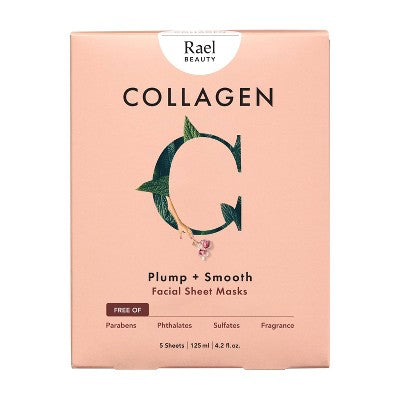 Rael Beauty Collagen Facial Sheet Masks 5ct/4.2oz - New