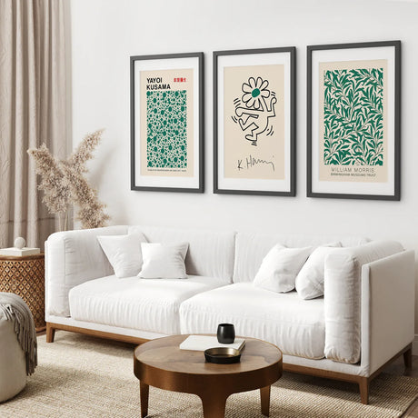 Exhibition Green Art Set of 3 Abstract Print