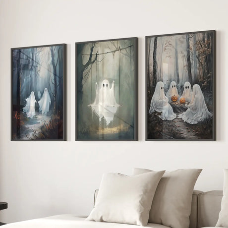 Dark Halloween Spooky Ghost Wall Art Prints Decor