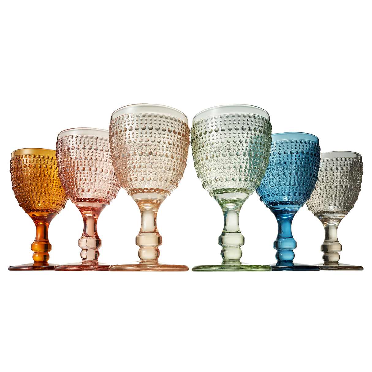 Tonal Hobnail Goblet, Stemmed Wine Glassware, Set of 6
