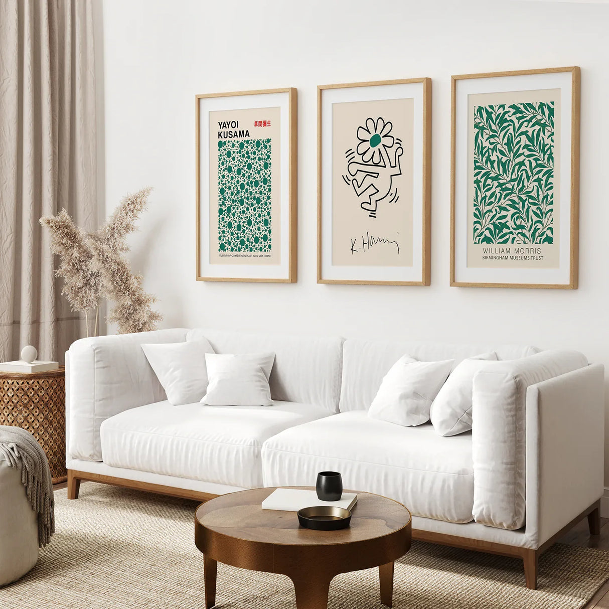 Exhibition Green Art Set of 3 Abstract Print