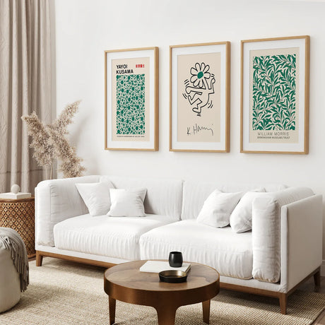 Exhibition Green Art Set of 3 Abstract Print