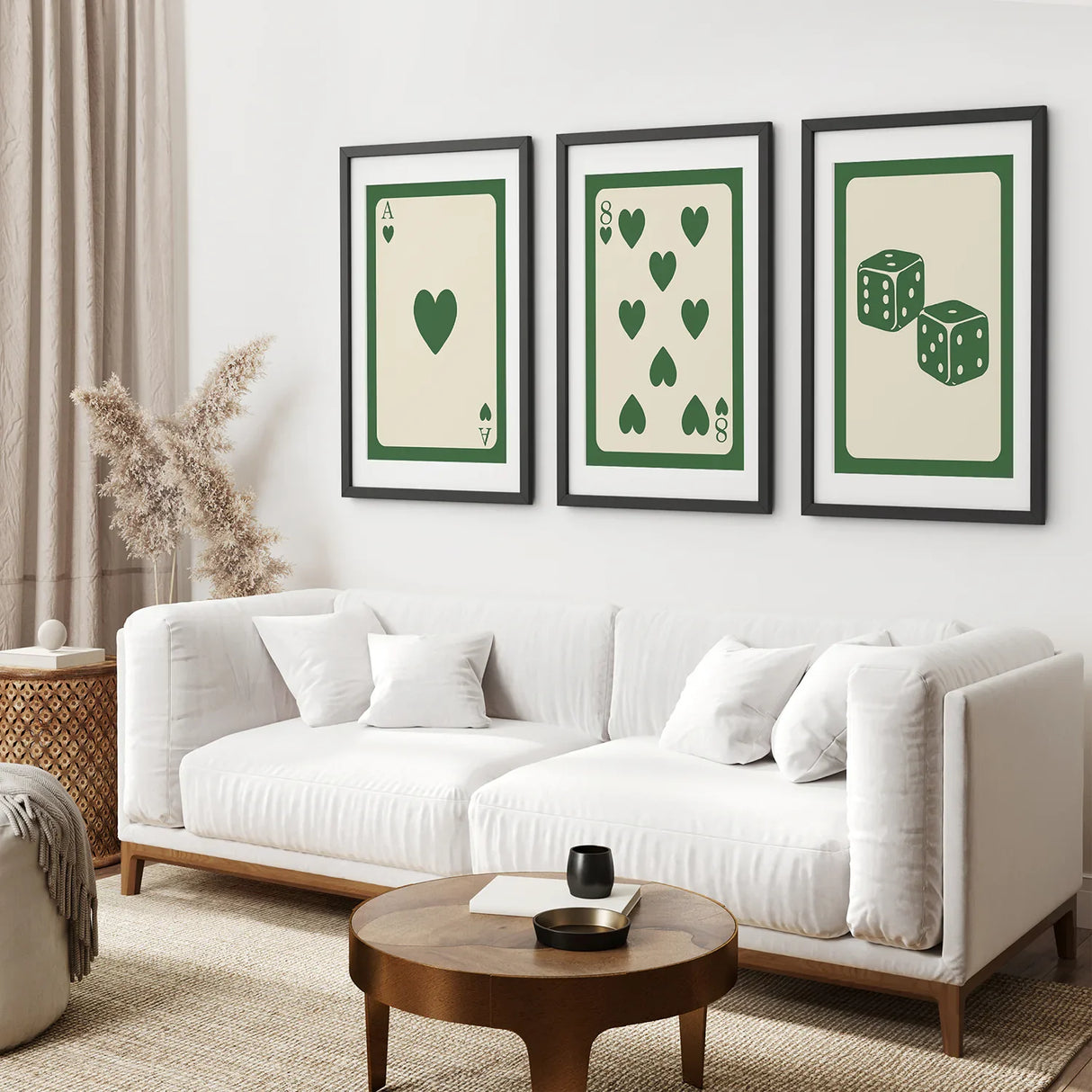 Set of 3 Piece Vintage Green Beige Cards