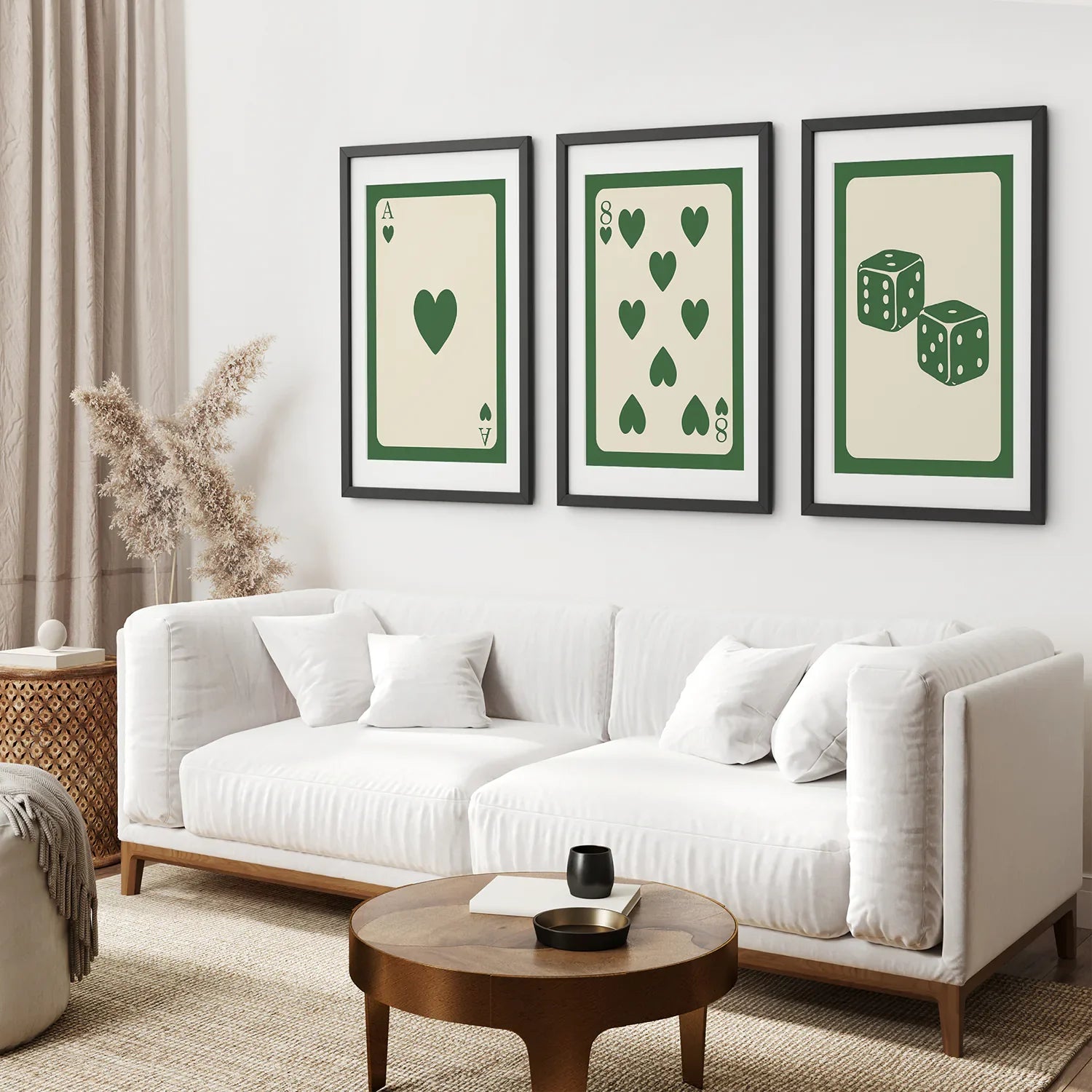 Set of 3 Piece Vintage Green Beige Cards