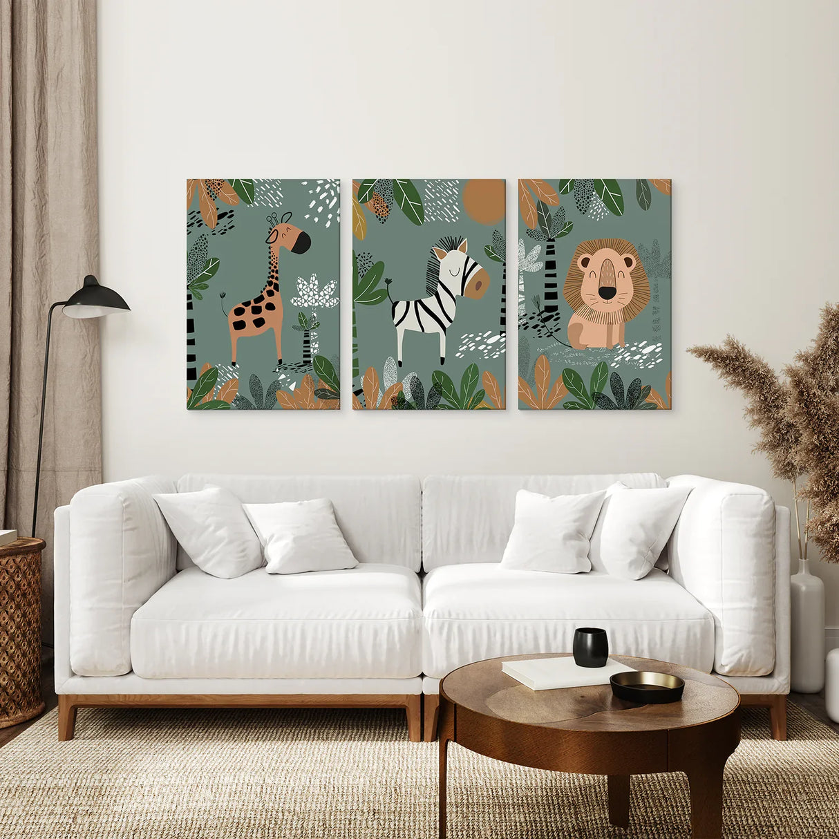 Baby Giraffe, Zebra, Lion Nursery Wall Decor