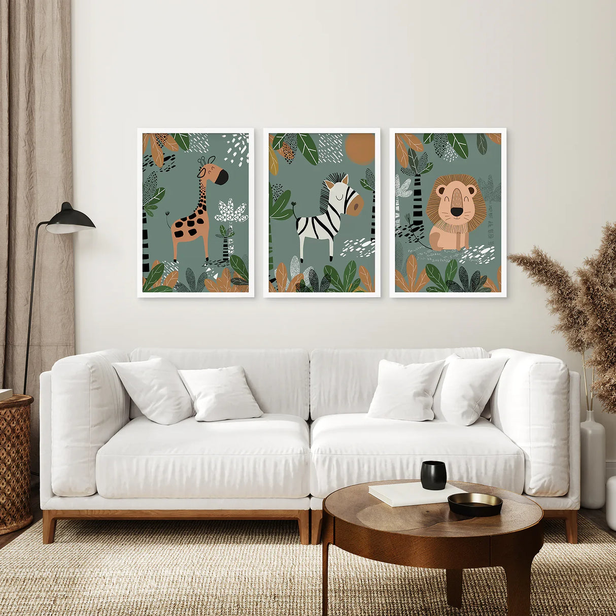Baby Giraffe, Zebra, Lion Nursery Wall Decor