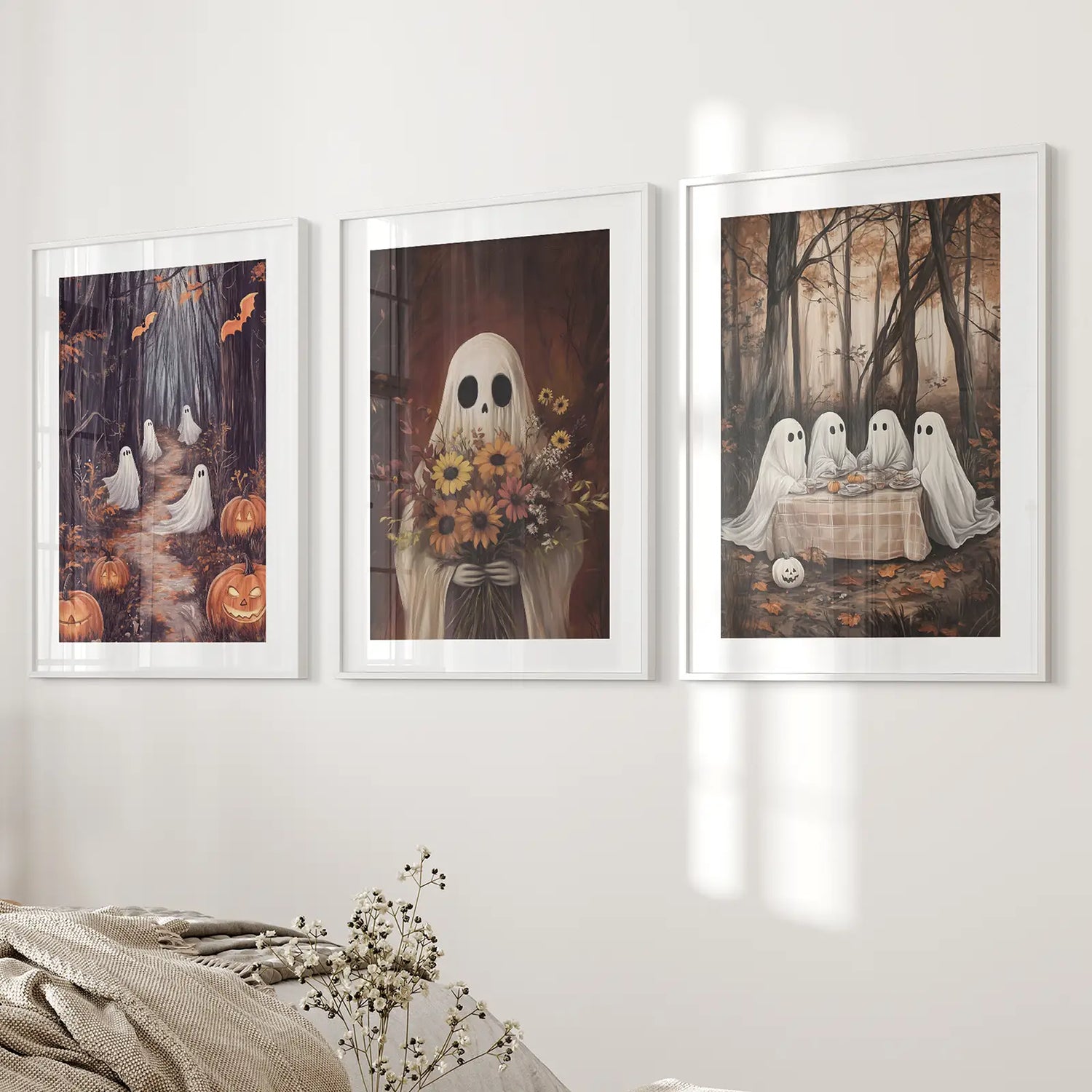 Charming and Spooky Art for Fall Season Poster