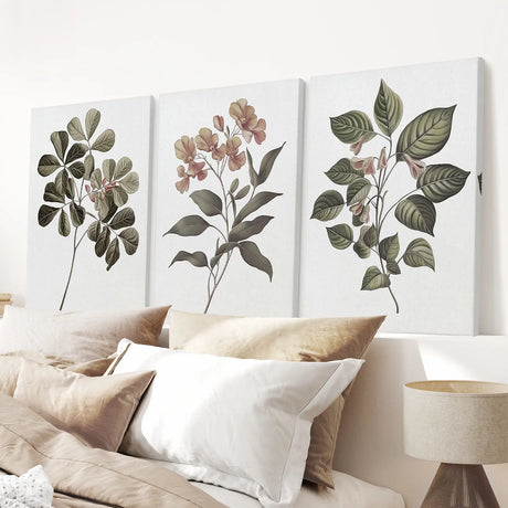 Rustic Botanical Wall Art. Vintage Flowers Prints