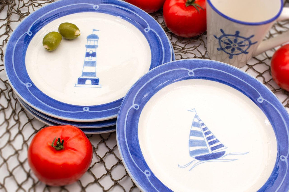 Ahoy Assorted Salad Plates, Set of 4 - Euro Ceramica