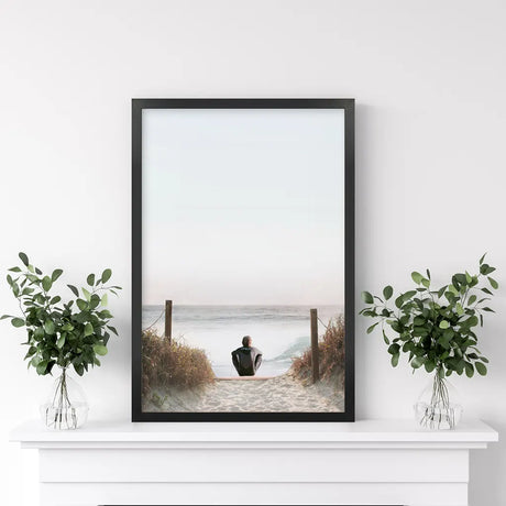Inspirational Relax Summer Print. Surfer on the Beach
