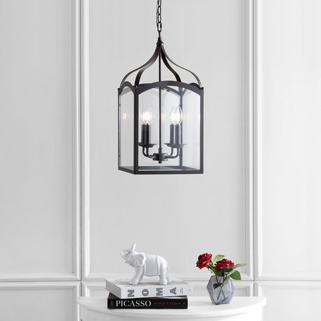 4-light-Traditional-Classic-Lantern-Metal/Glass-LED-Pendant-Rubbed-Bronze-Pendant