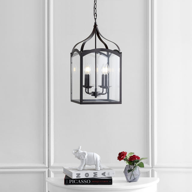 4-light-Traditional-Classic-Lantern-Metal/Glass-LED-Pendant-Rubbed-Bronze-Pendant