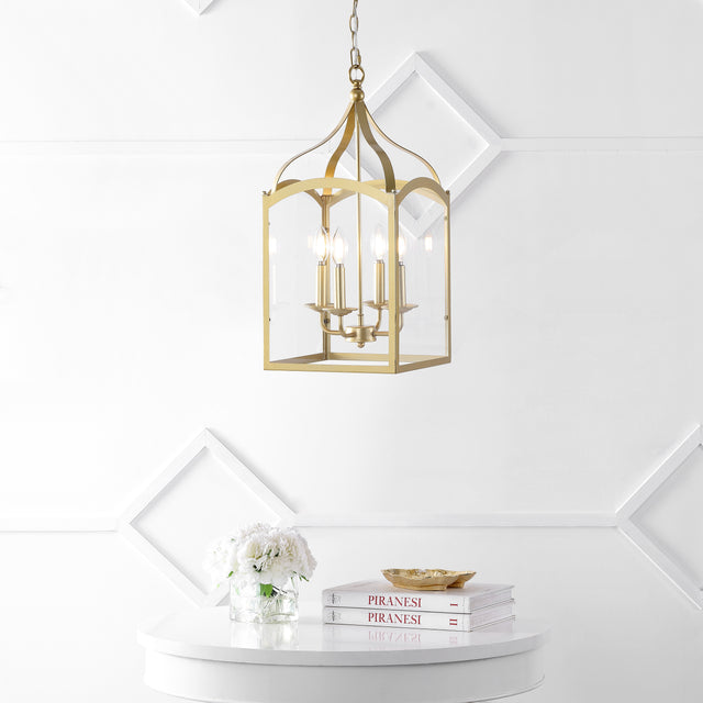 4-light-Traditional-Classic-Lantern-Metal/Glass-LED-Pendant-Gold-Pendant