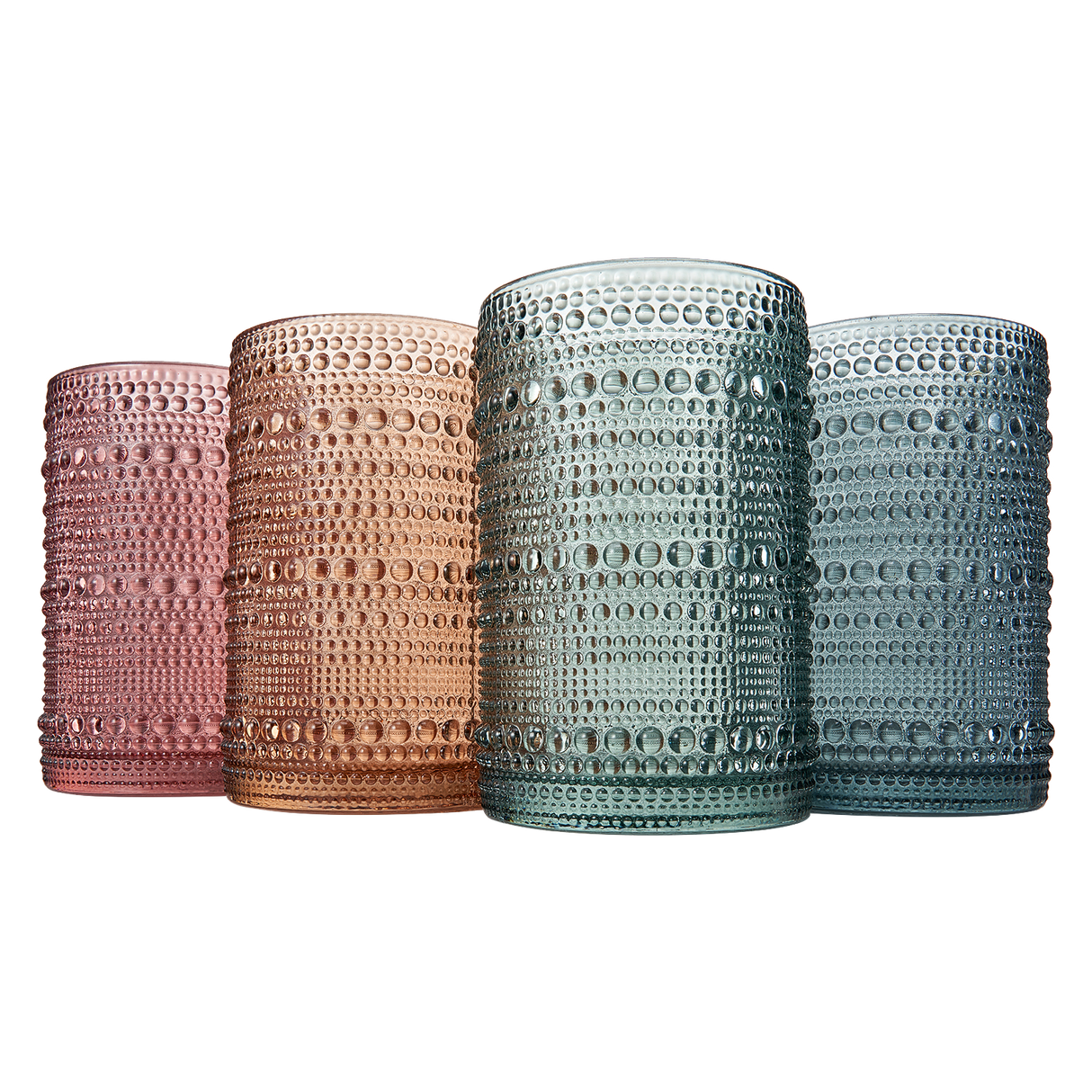 Tonal Hobnail Highball Glassware, Set of 4