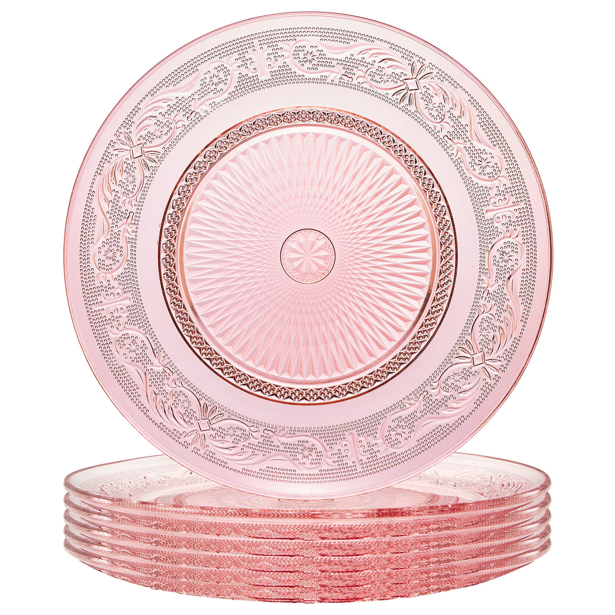 Blush Vintage Glass Plate, Set of 6