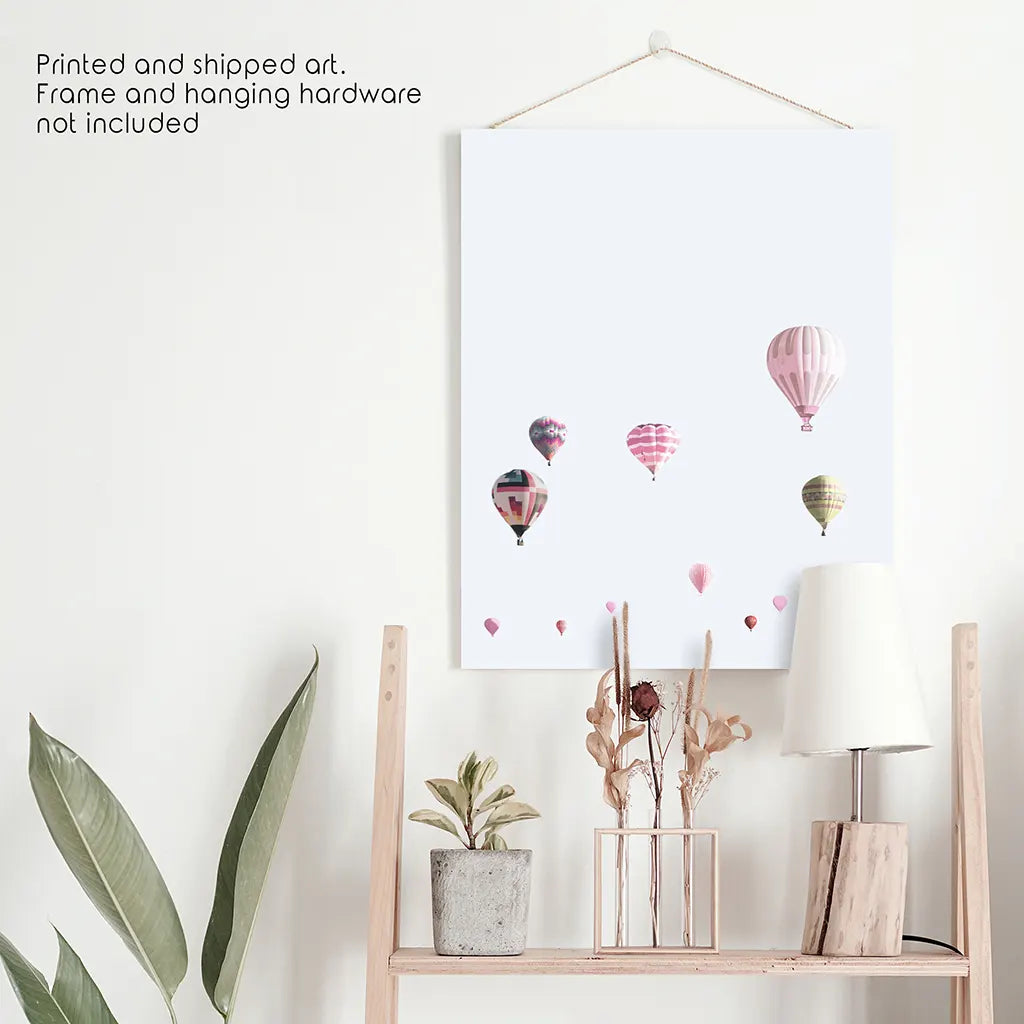 Pink Air Balloons Print. Kid's Room Wall Art