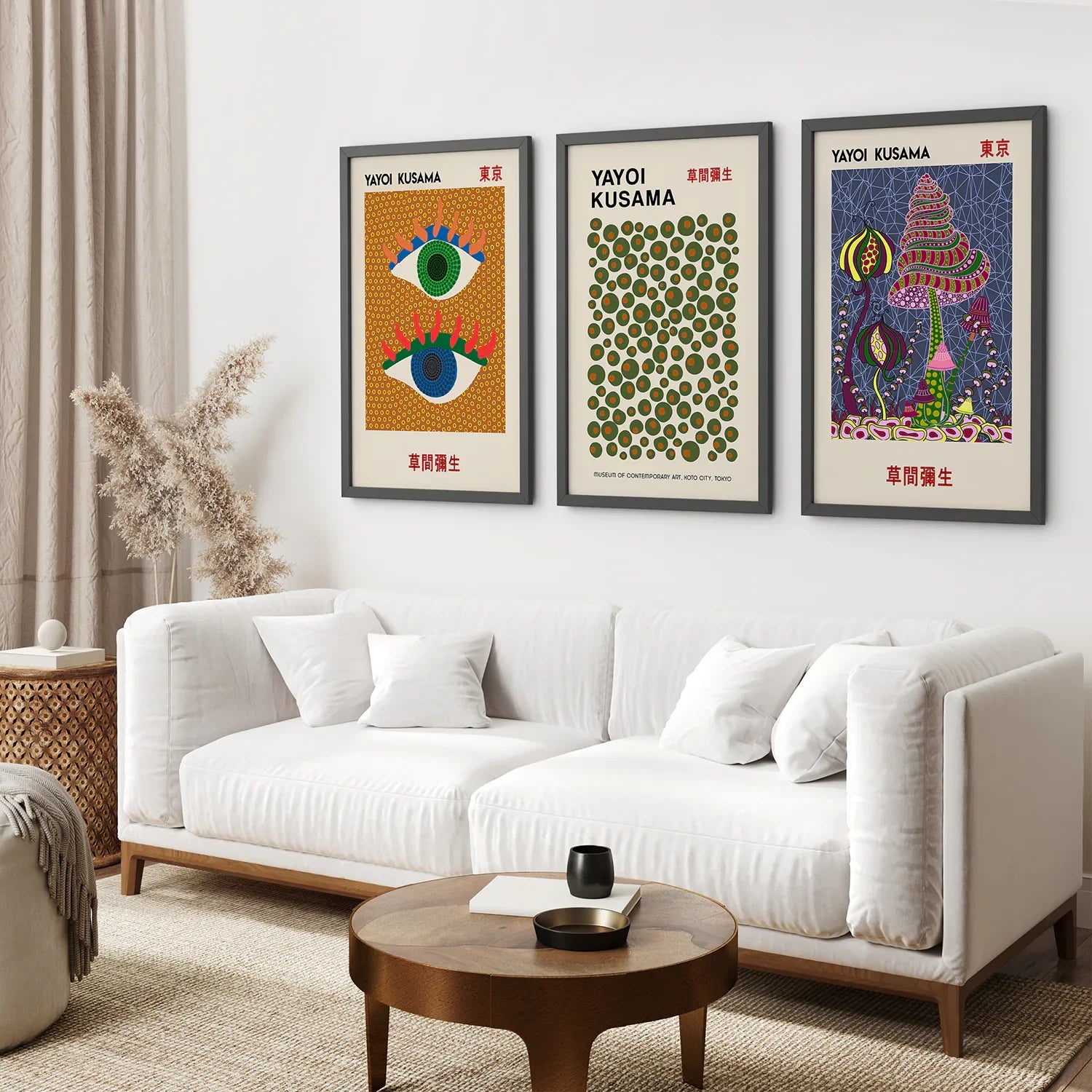 Yayoi Kusama Exhibition Wall Art Set of 3 Prints