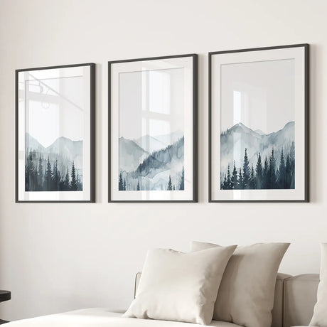 Watercolor Mountain Landscape Wall Art Posters
