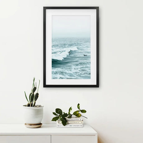Large Blue Sea Waves. Surfing Themed Print