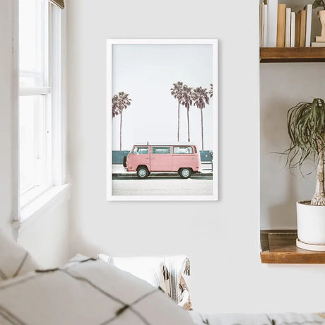 Travel Pink Van Wall Decor. California Summer Theme