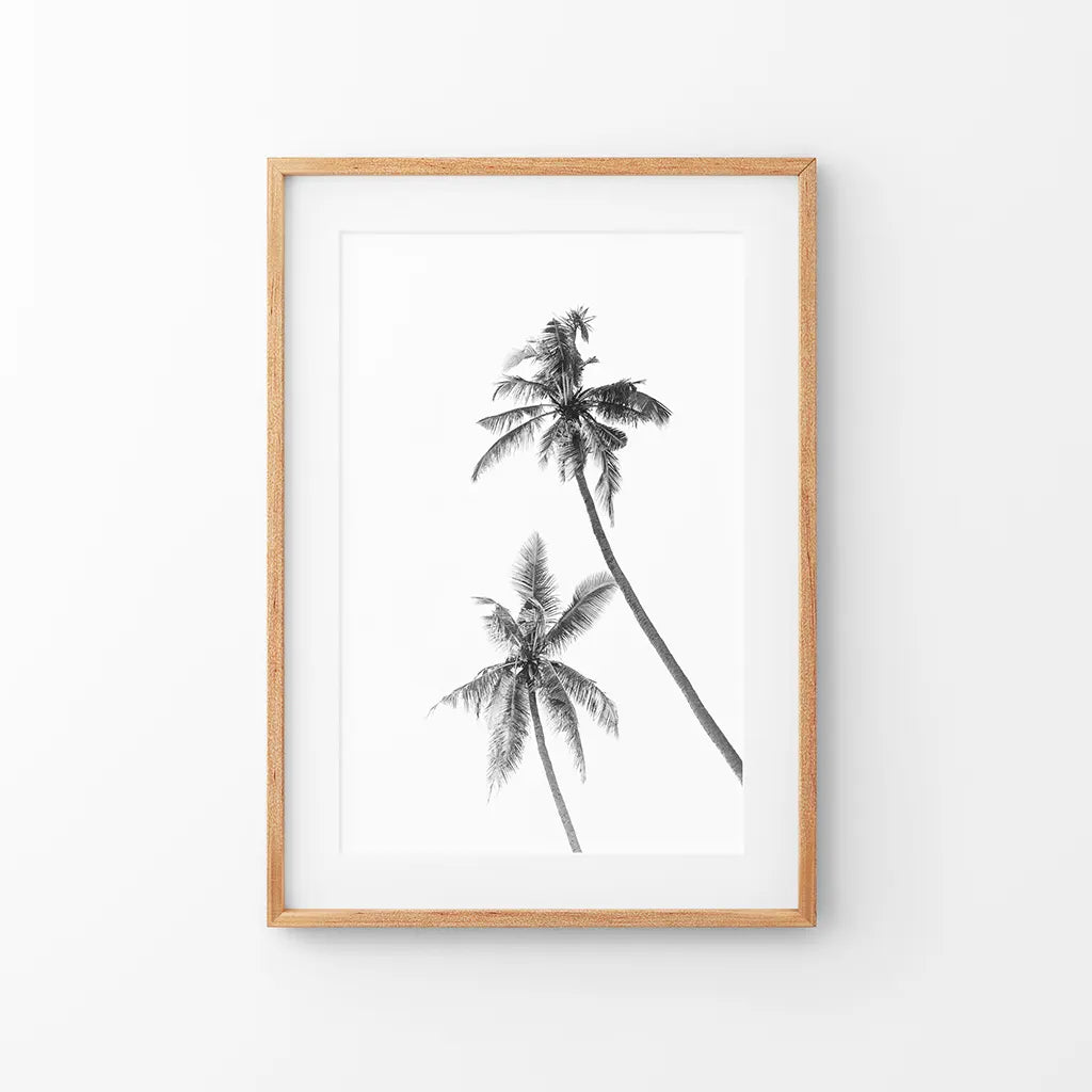 Minimalist Black White Palms Poster. Hawaii Theme