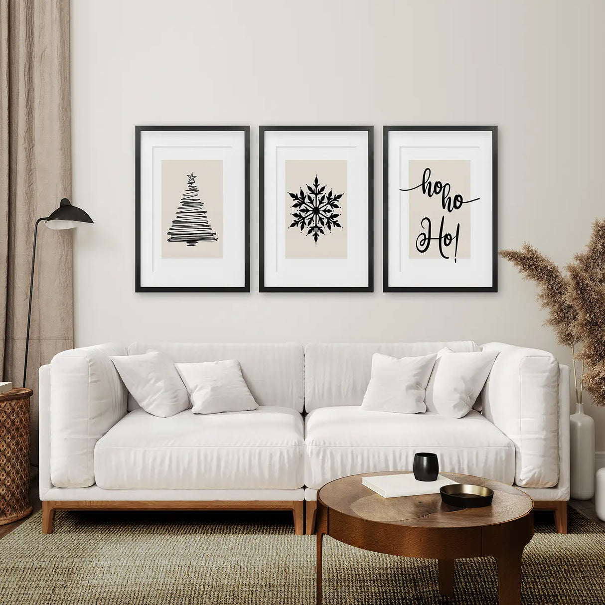 Nordic Style Xmas Triptych Wall Art Prints Set