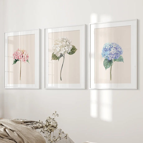 Minimalist Botanical Hydrangea Art Poster Decor