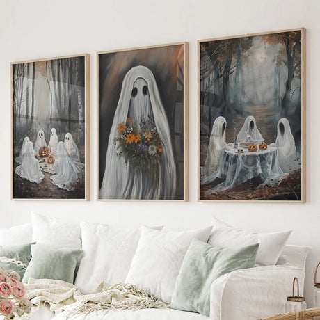 Moody Halloween Ghosts Trendy Wall Art Poster