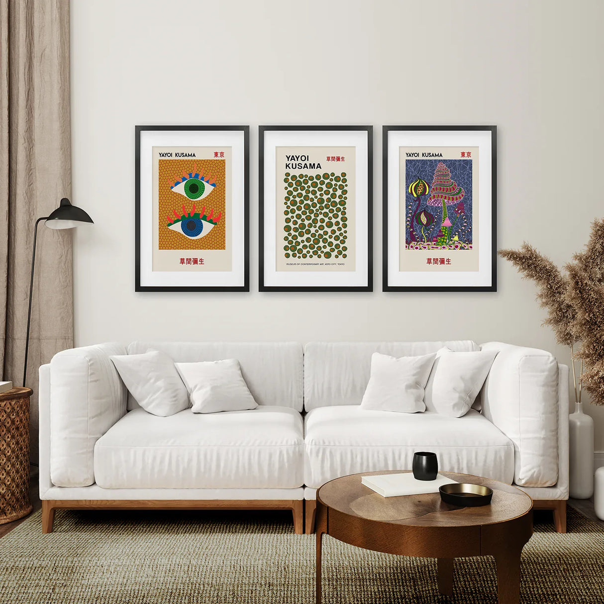 Yayoi Kusama Exhibition Wall Art Set of 3 Prints