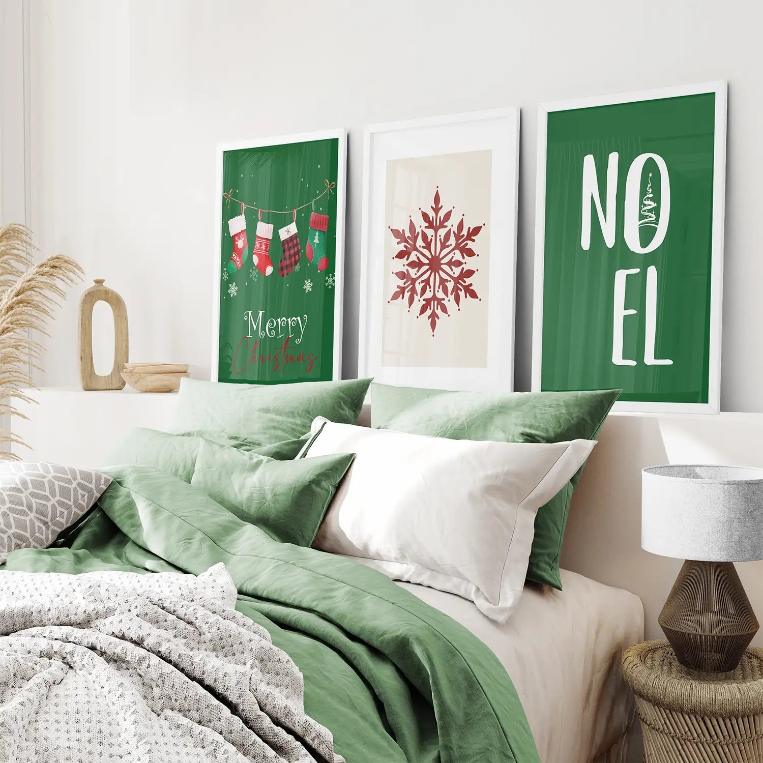Trendy Green Christmas Holiday Art Nursery Decor