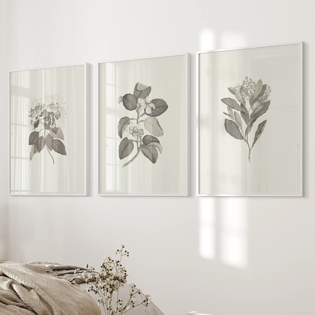 Antique Floral Prints 3 Piece Wall Art Decor