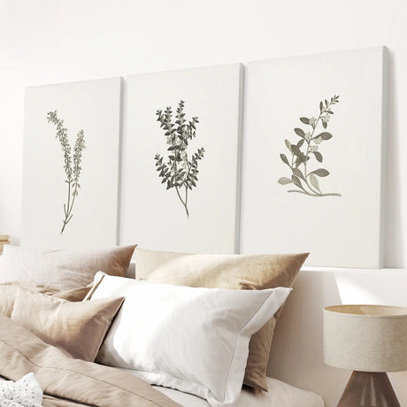 Vintage Floral 3 Piece Wall Art. Rustic Botanical Posters