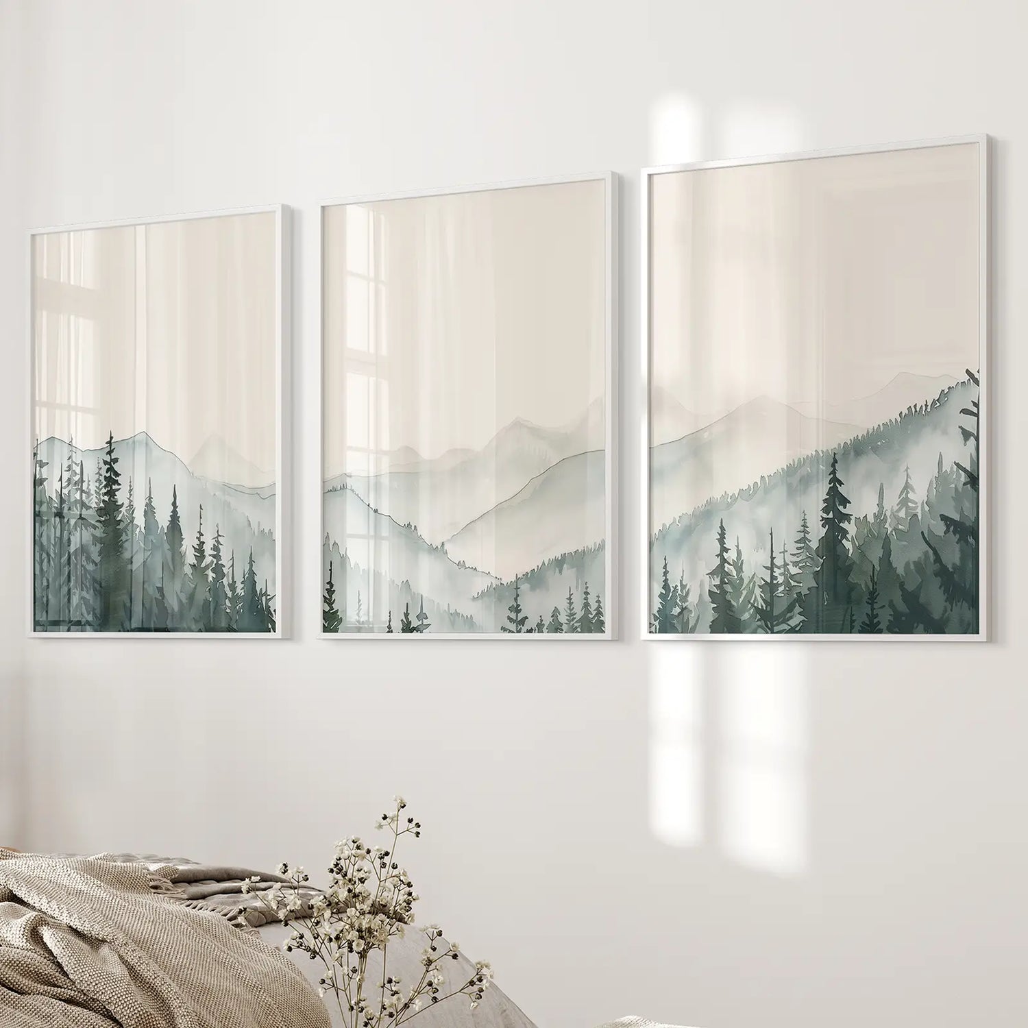 Set of 3 Mountain Forrest Decor Prints Wall Art