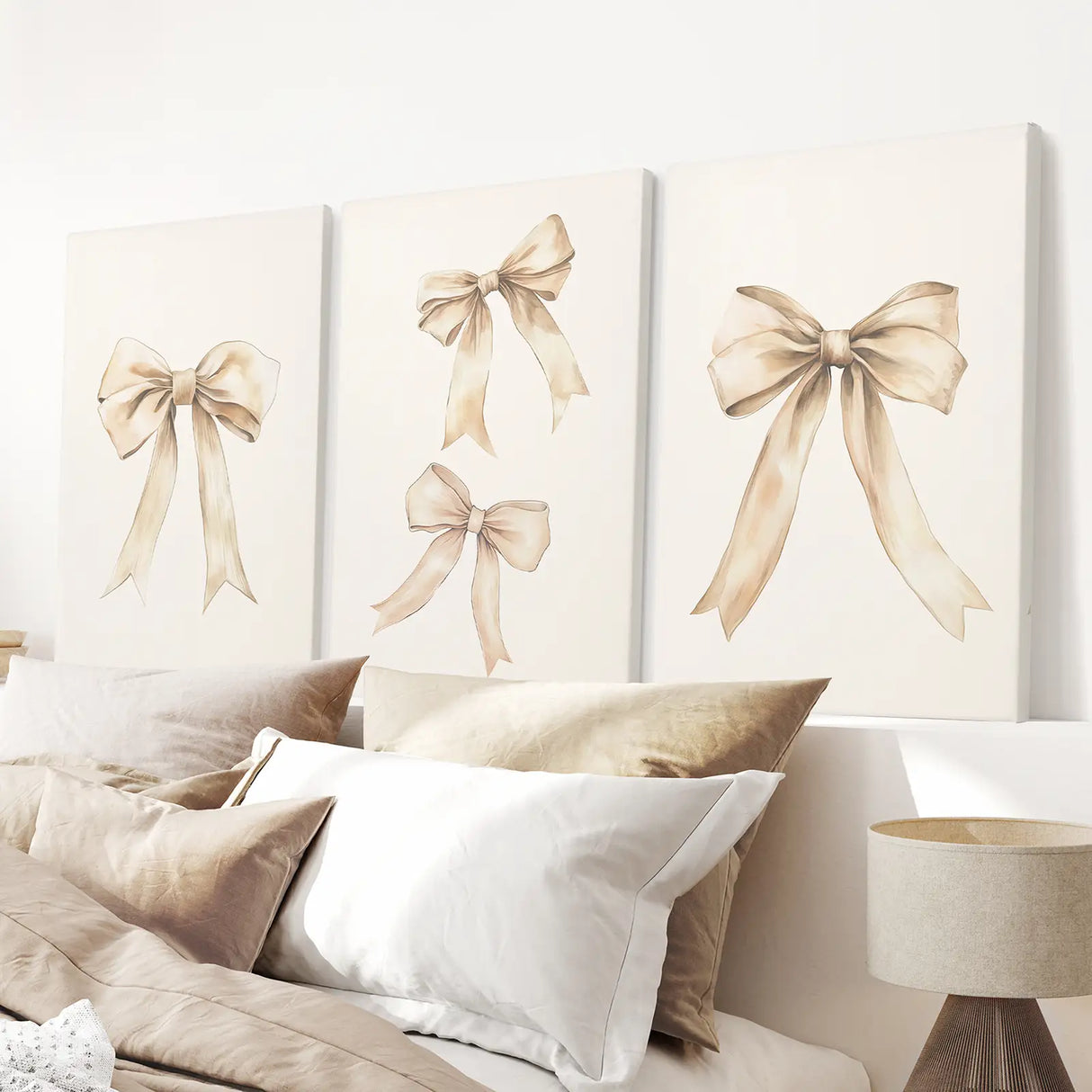 Trendy Aesthetic Bows Nursery Wall Art Set Poster