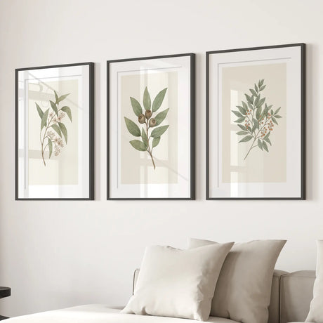 Vintage Neutral Botanical Gallery Wall Print Set