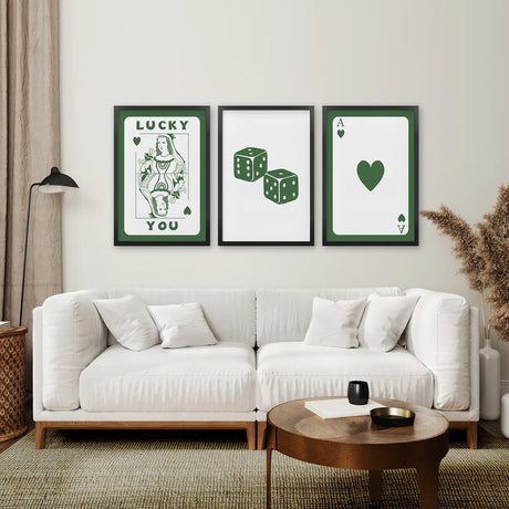Vintage Poker Card Set of 3 Pieces Trendy Wall Art