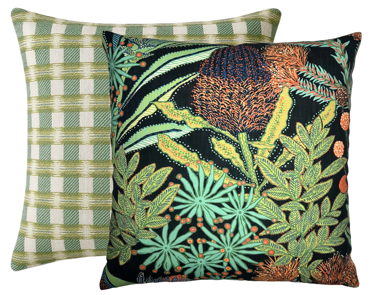 Protea Performance Pillow Cover in Black