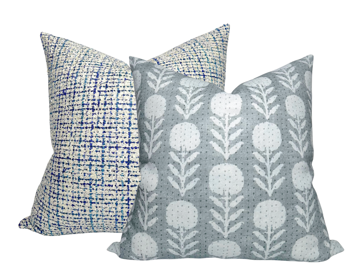 Zinnia Pillow Cover in Mineral, McLaurin + Piercy Textiles