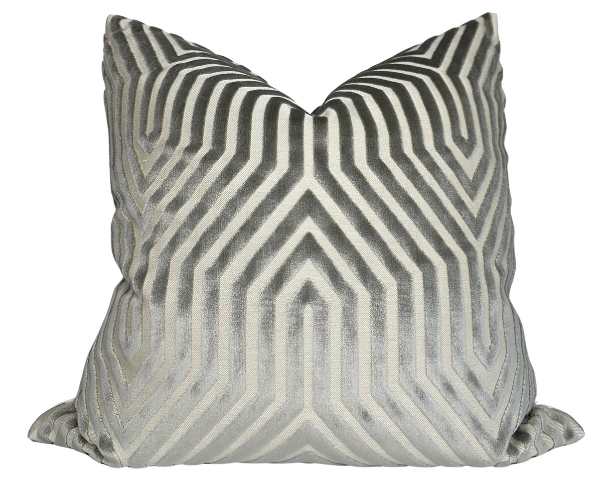 Vanderbilt Pillow Cover in Dove Grey, Schumacher Textiles
