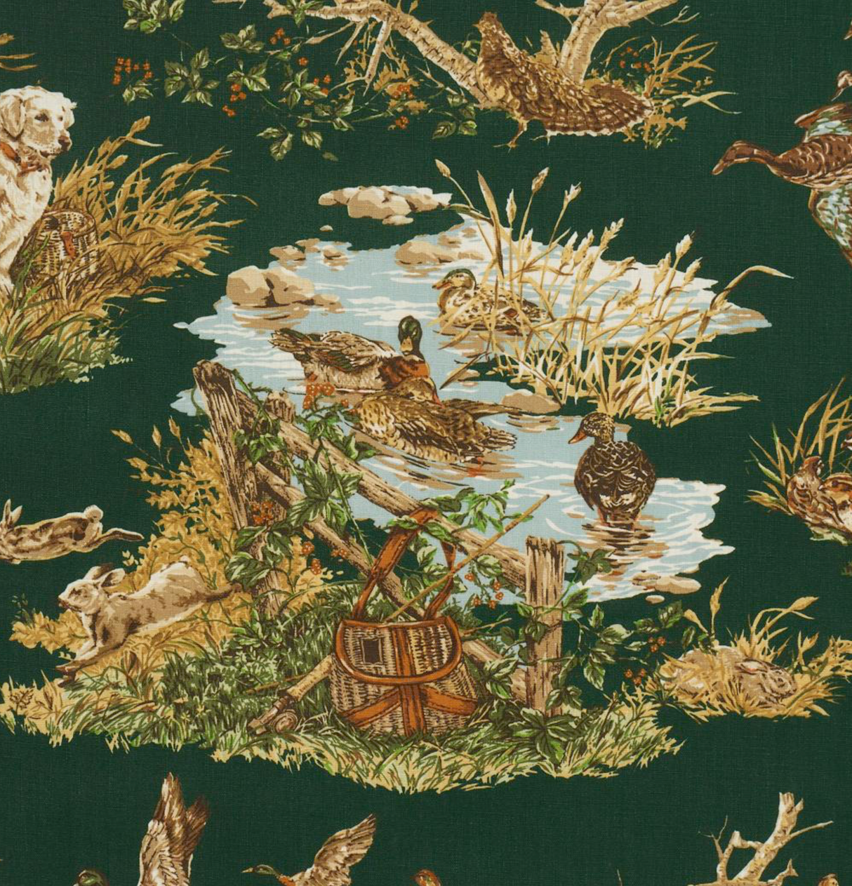 Dog and Duck Pillow Cover in Verdant, Schumacher Textiles