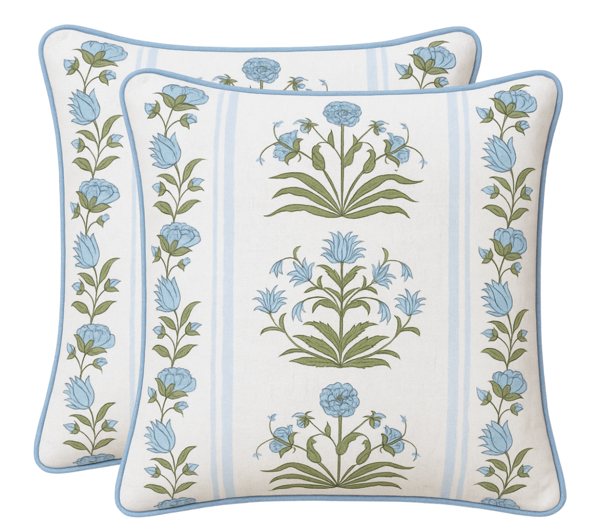 Royal Poppy Stripe Pillow Cover in Sky, Schumacher Textiles