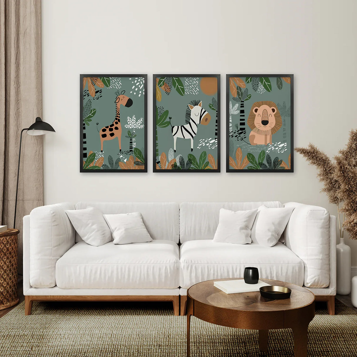 Baby Giraffe, Zebra, Lion Nursery Wall Decor