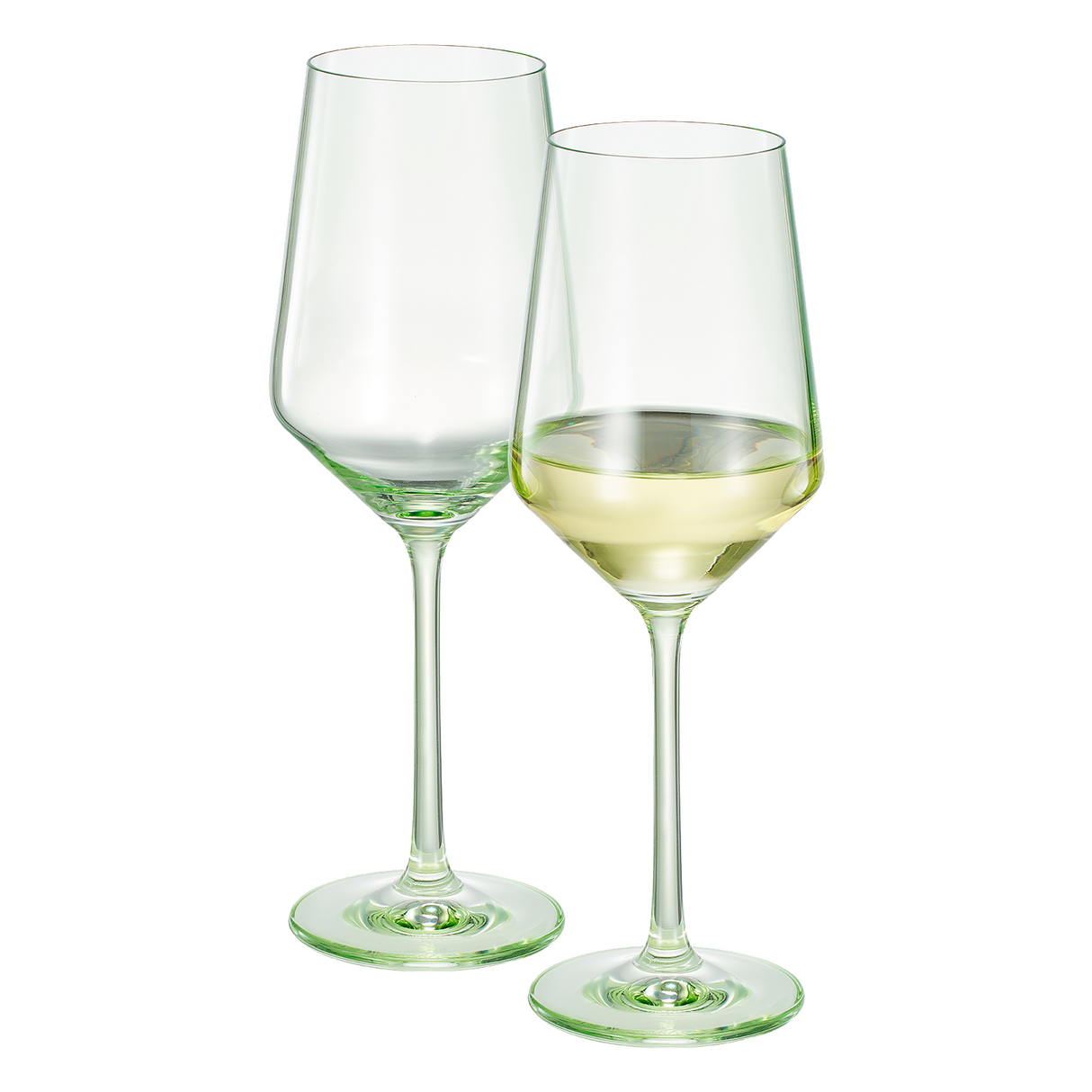 Monet Stemmed Wine Glassware, Green, Set of 2