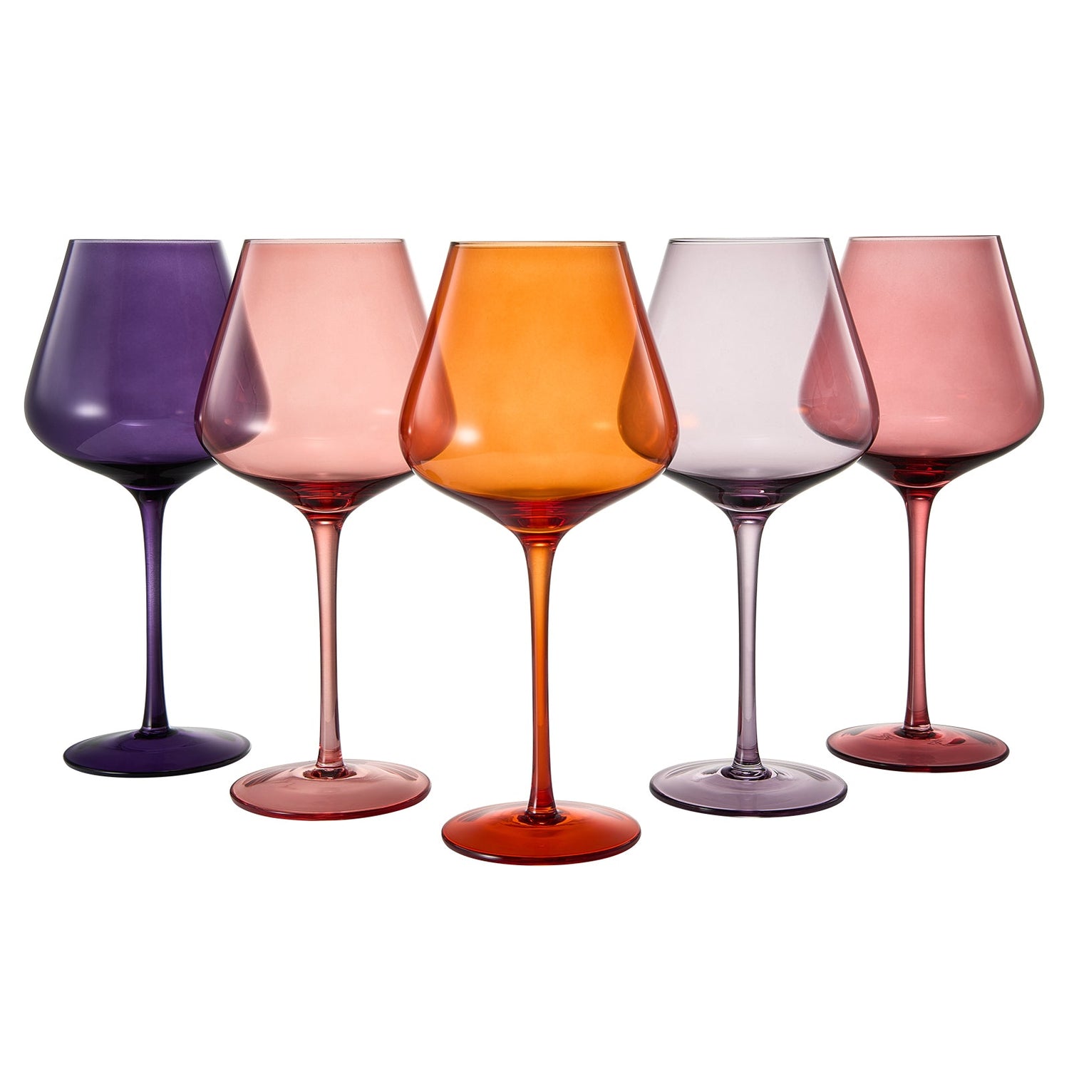 Stagioni Stemmed Wine Glassware, Set of 5, "Summer Sunset"