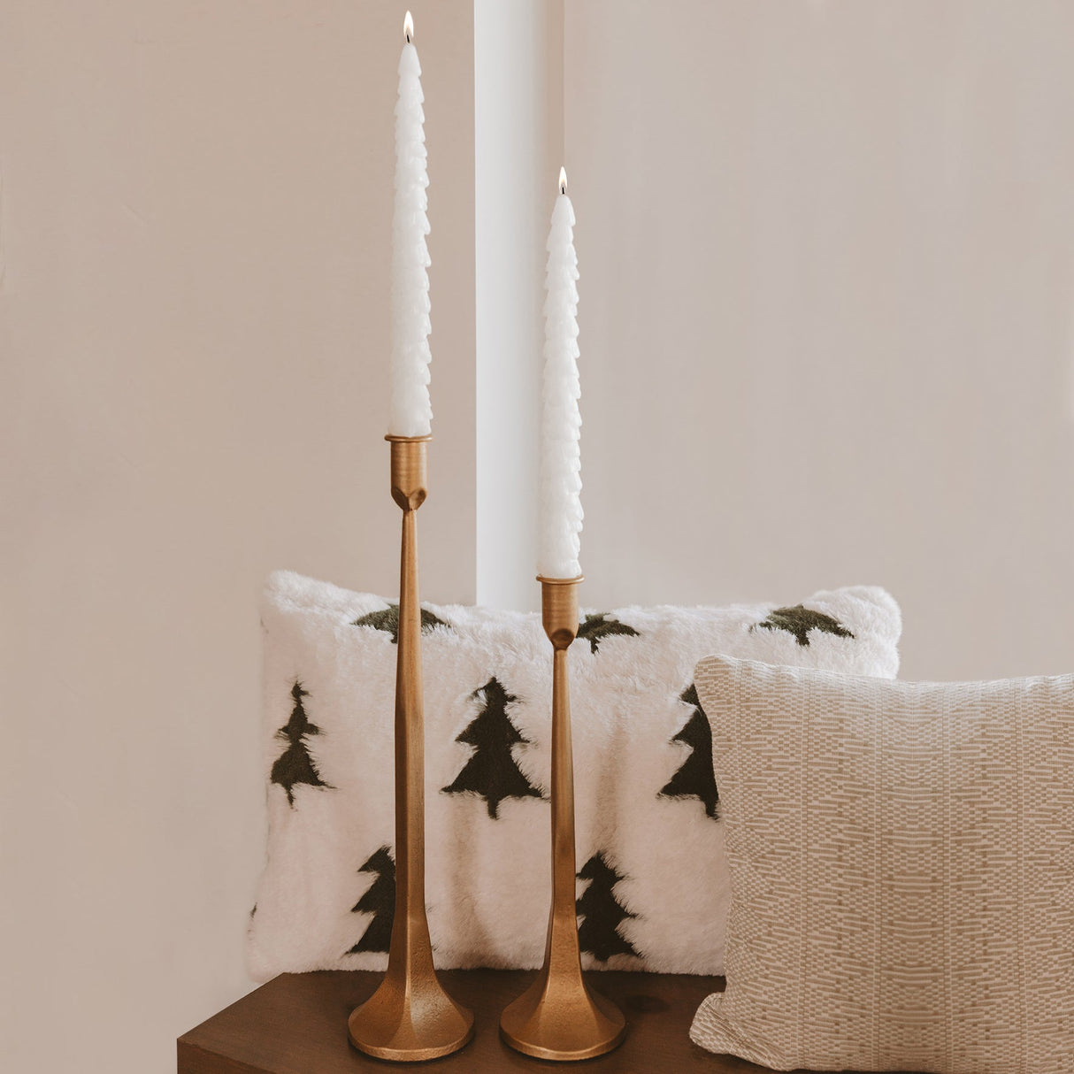 Cream Tree Taper Candles - Set of 2