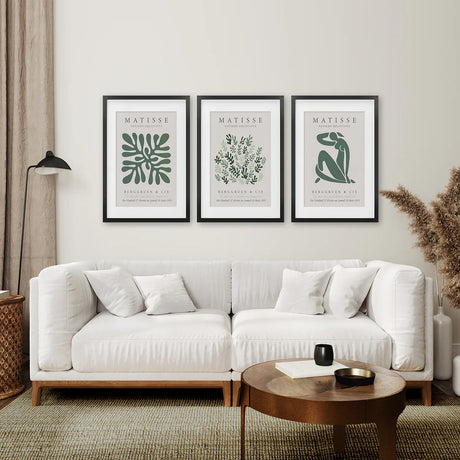 Matisse set of 3 Sage Green Wall Art Prints
