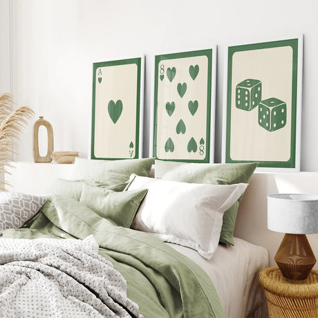 Set of 3 Piece Vintage Green Beige Cards