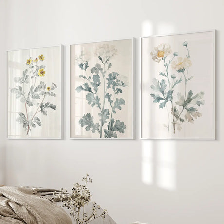 Meadow Flower Watercolor Wall Art Poster Set