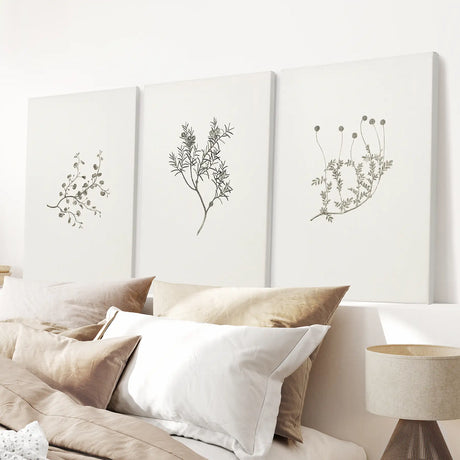 Vintage Flower Minimalistic Wall Decor. Botanical Print Set